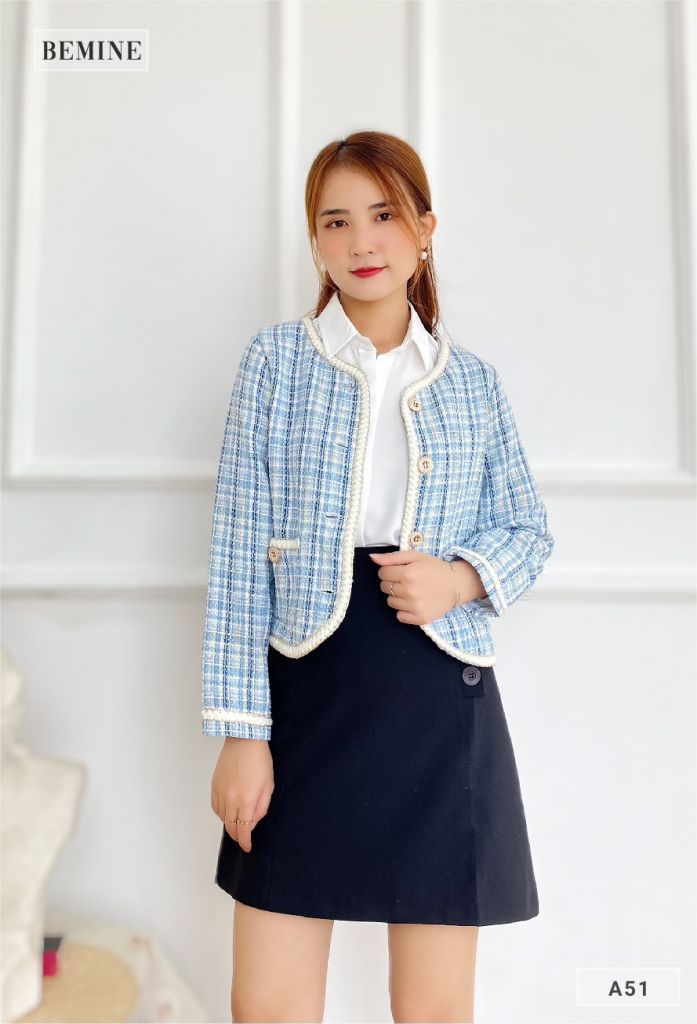 A51XANH - Áo caro dạ phong cách