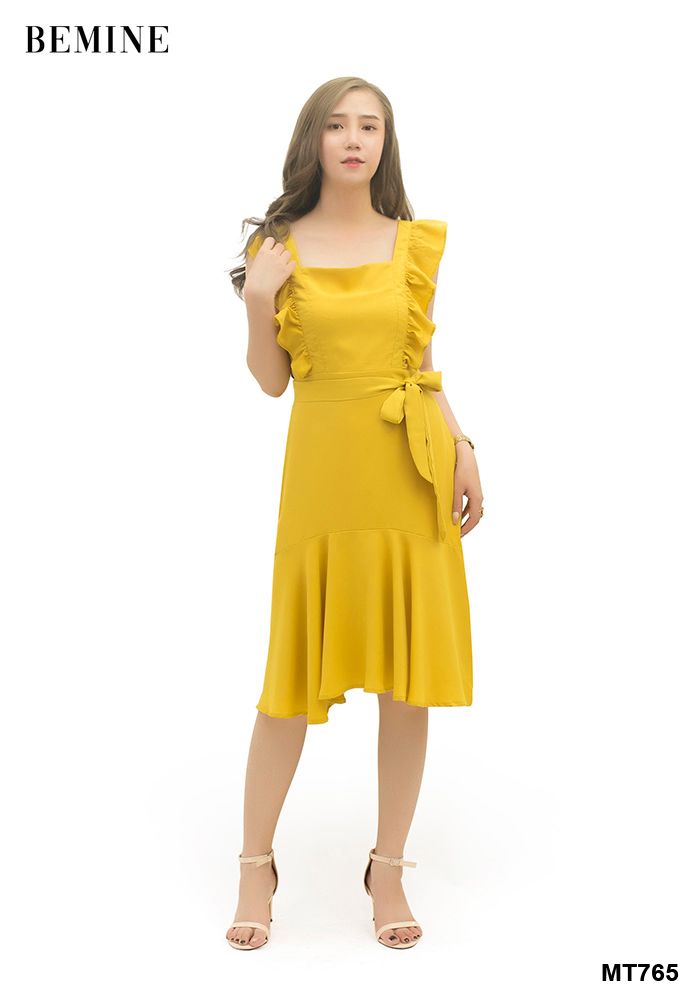 MT765VANG - Đầm tay cánh tiên cột eo