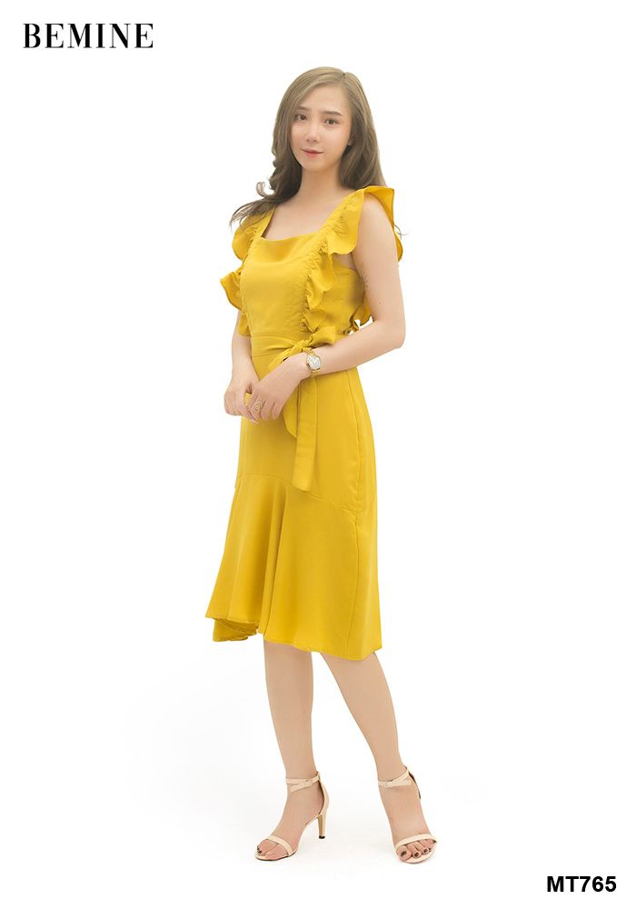 MT765VANG - Đầm tay cánh tiên cột eo