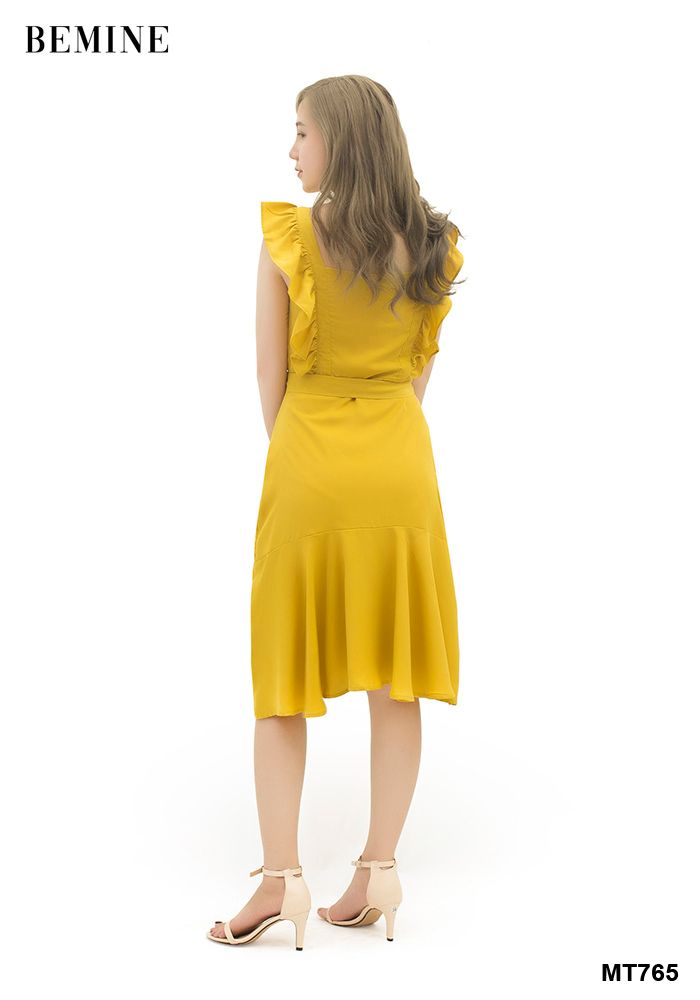 MT765VANG - Đầm tay cánh tiên cột eo