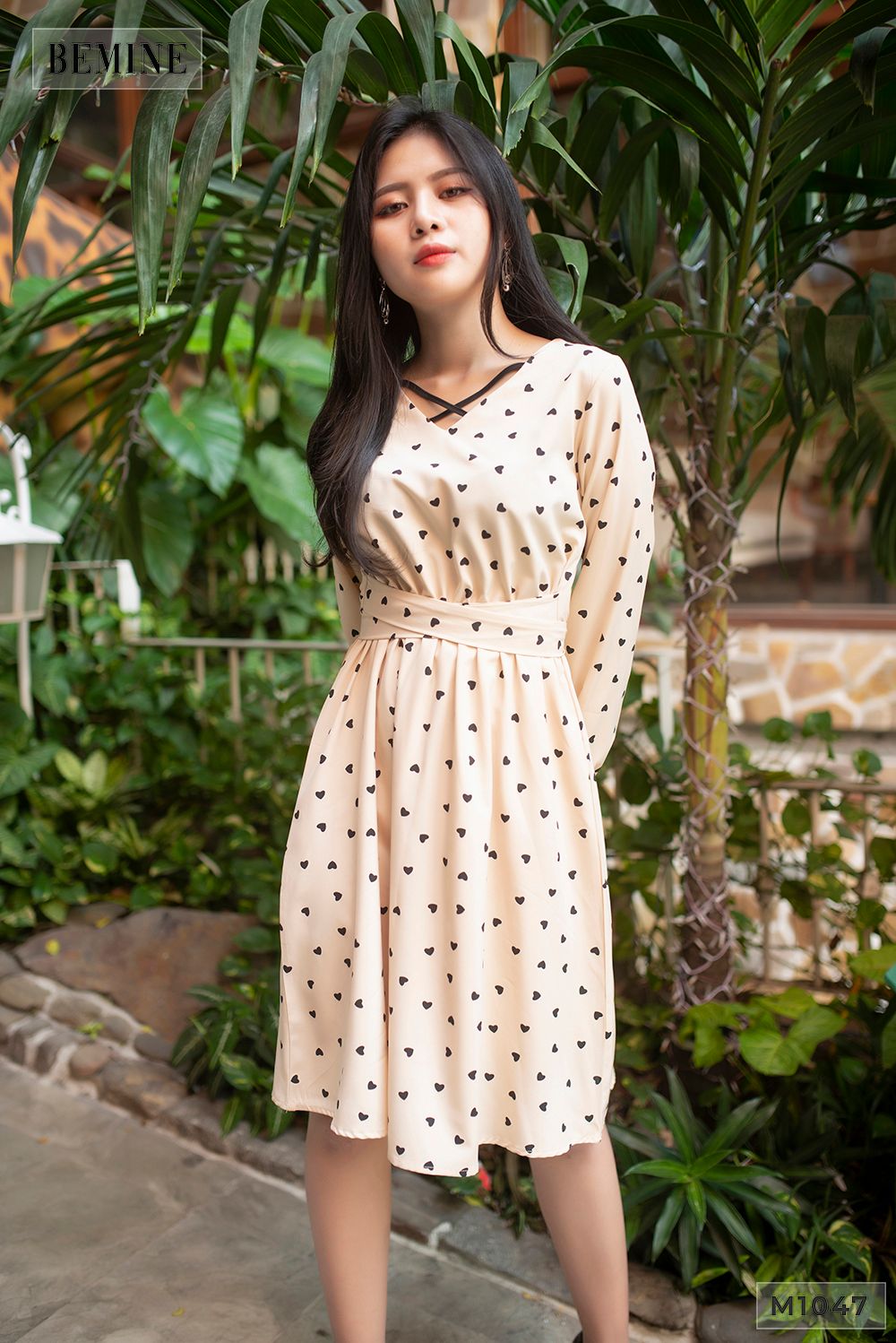 M1047DA - Đầm suông tym thun eo