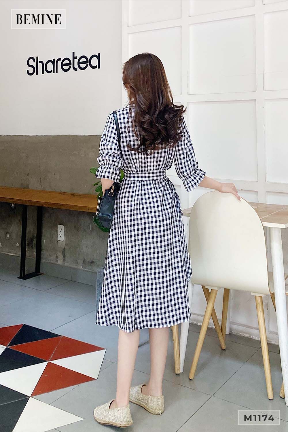 M1174CARO - Đầm vạt tùng thun tay