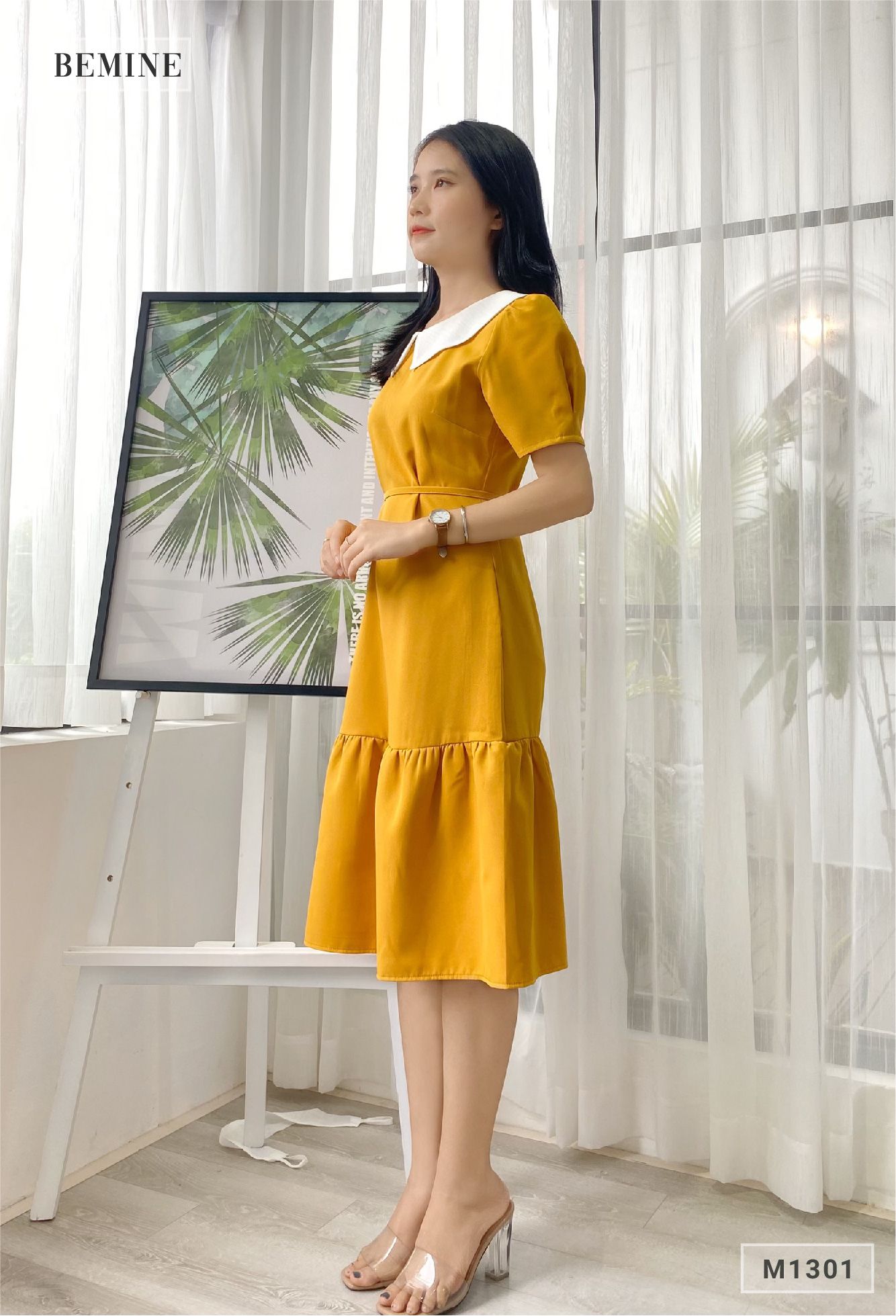 MT1301VANG - Đầm đuôi cá cổ phối