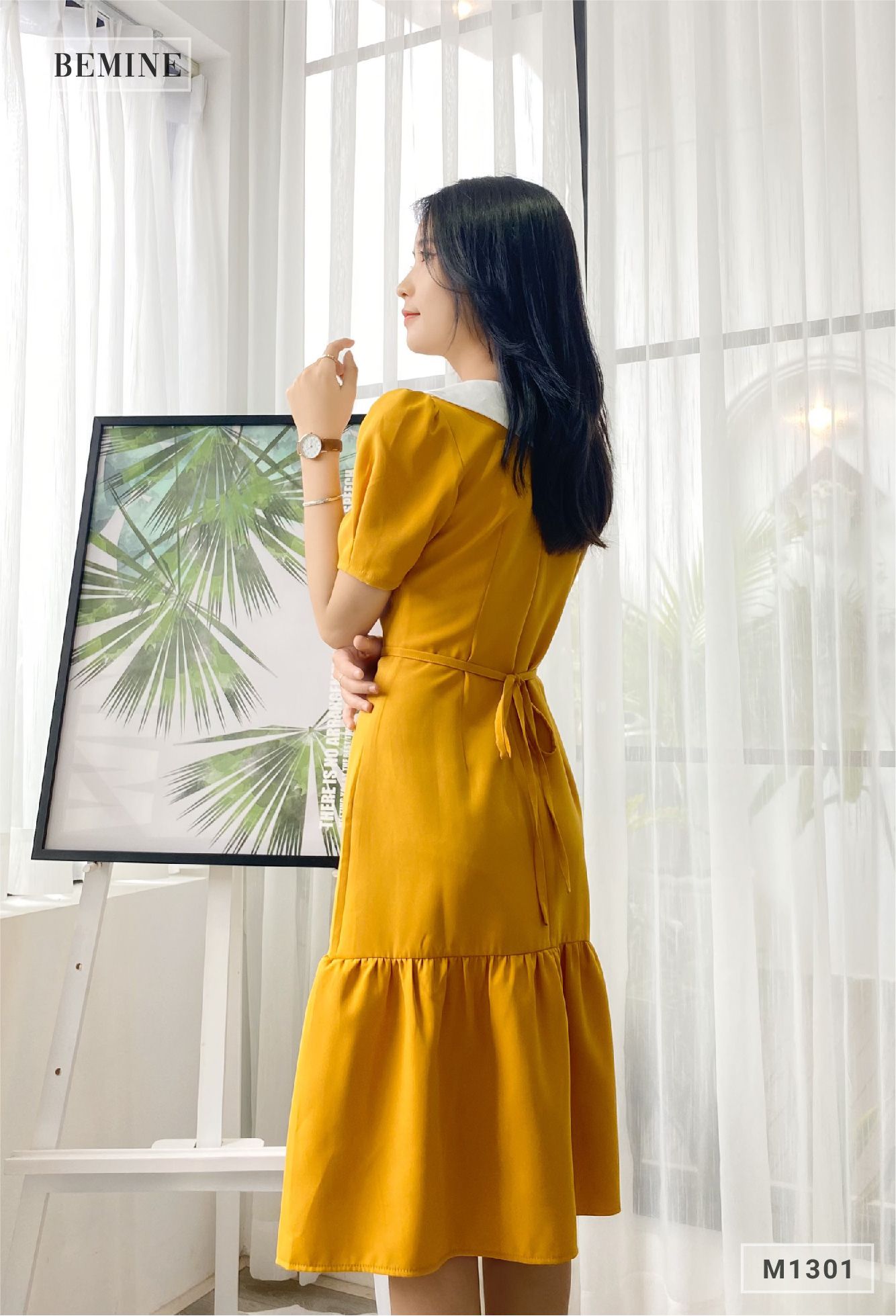 MT1301VANG - Đầm đuôi cá cổ phối