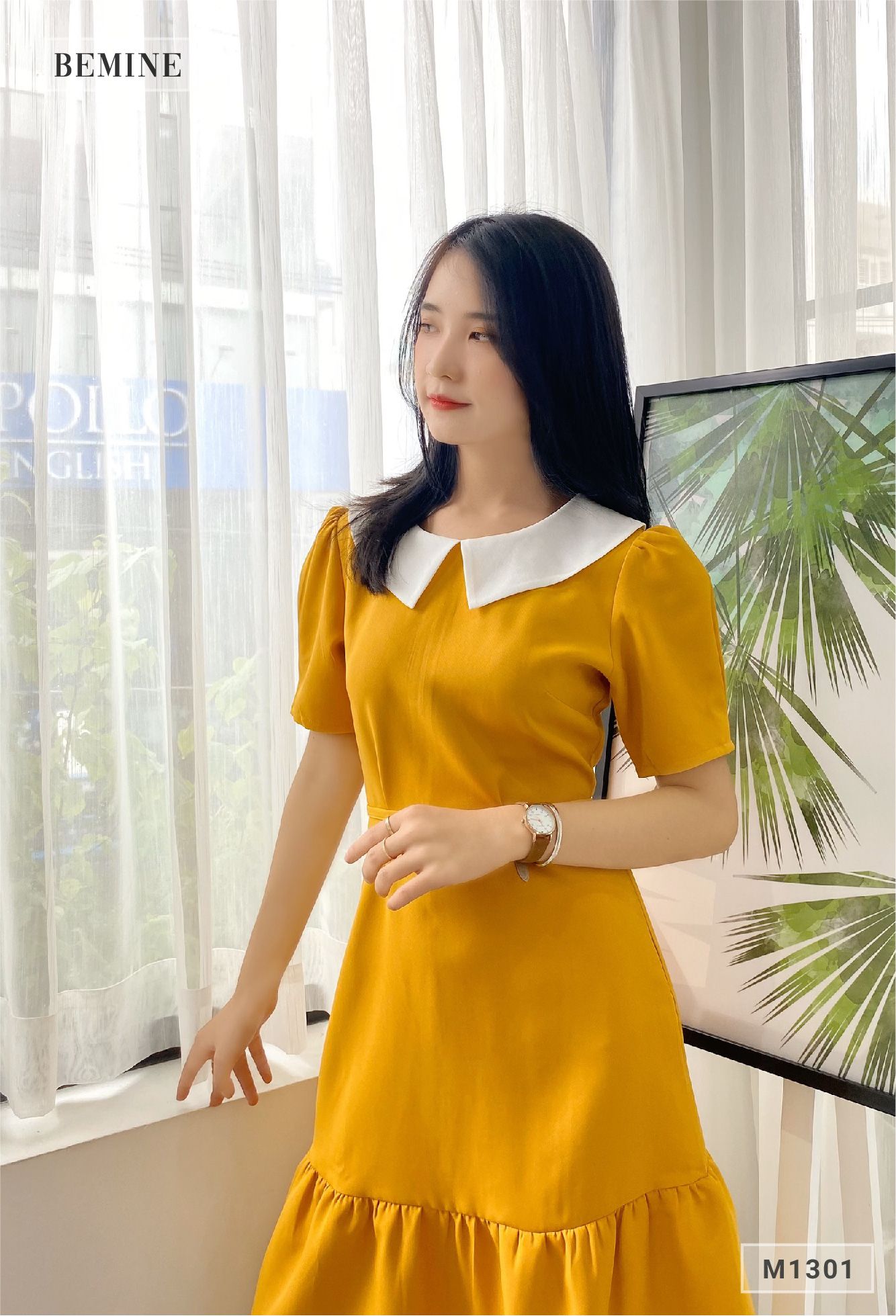 MT1301VANG - Đầm đuôi cá cổ phối