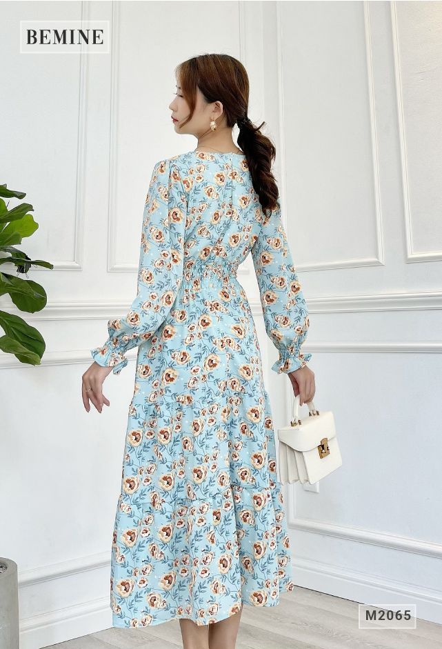 M2065XANH - Đầm maxi dài đuôi cá 3 tầng