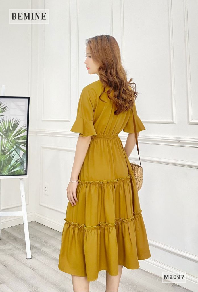 M2097VANG - Đầm tay cánh tiên 3 tầng