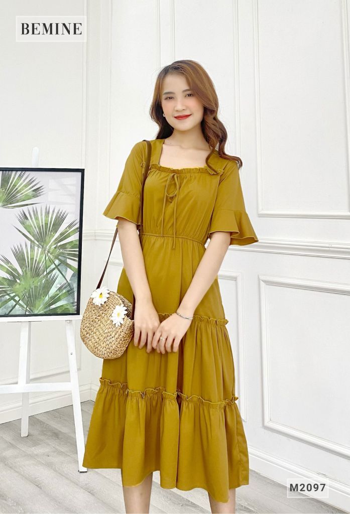 M2097VANG - Đầm tay cánh tiên 3 tầng