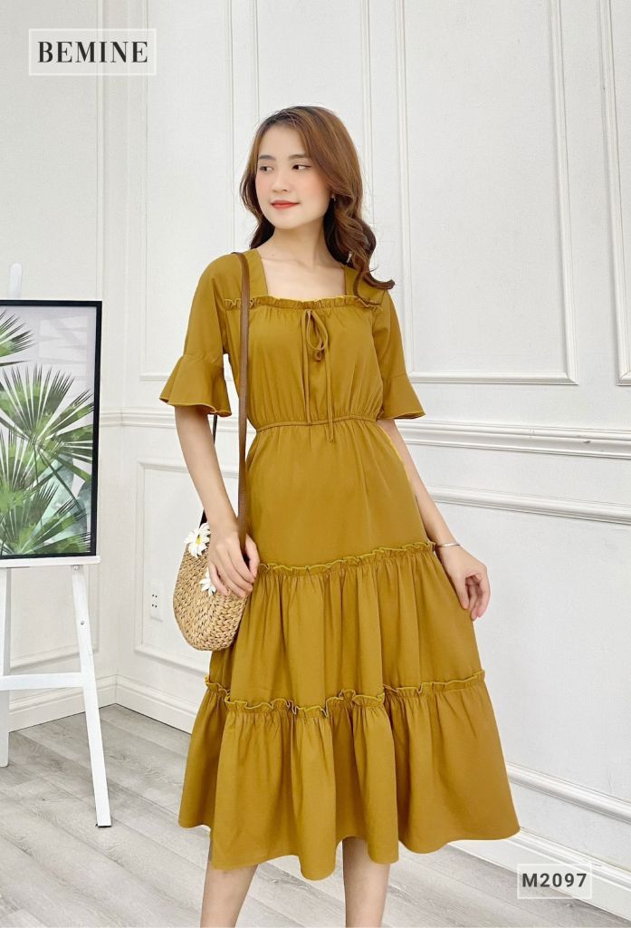 M2097VANG - Đầm tay cánh tiên 3 tầng