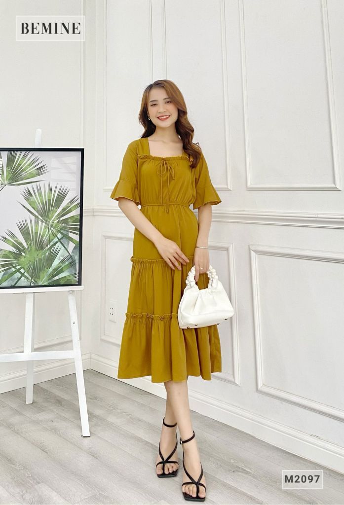 M2097VANG - Đầm tay cánh tiên 3 tầng