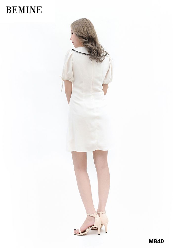 MT840TRANG - Đầm cổ tròn ren đen
