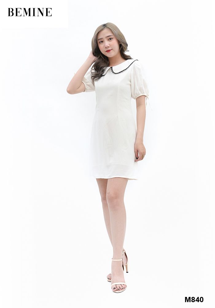 MT840TRANG - Đầm cổ tròn ren đen
