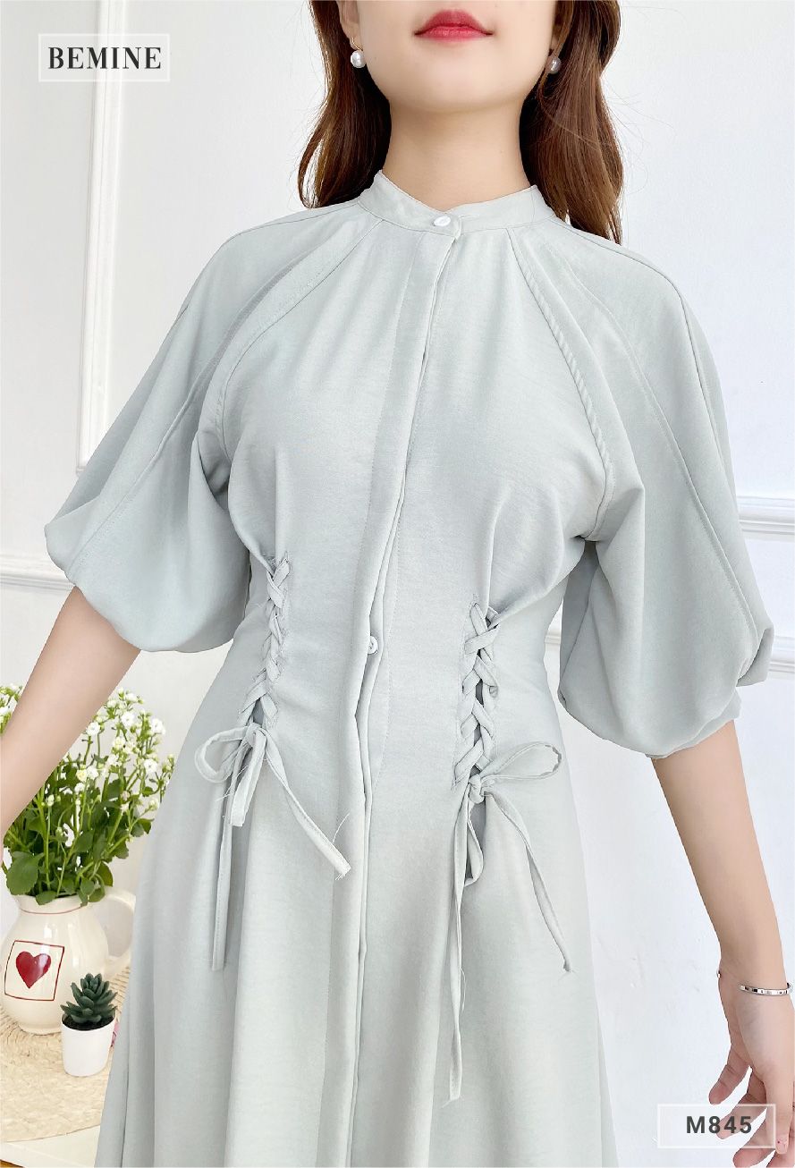 M845 - Đầm xanh đan dây khuy
