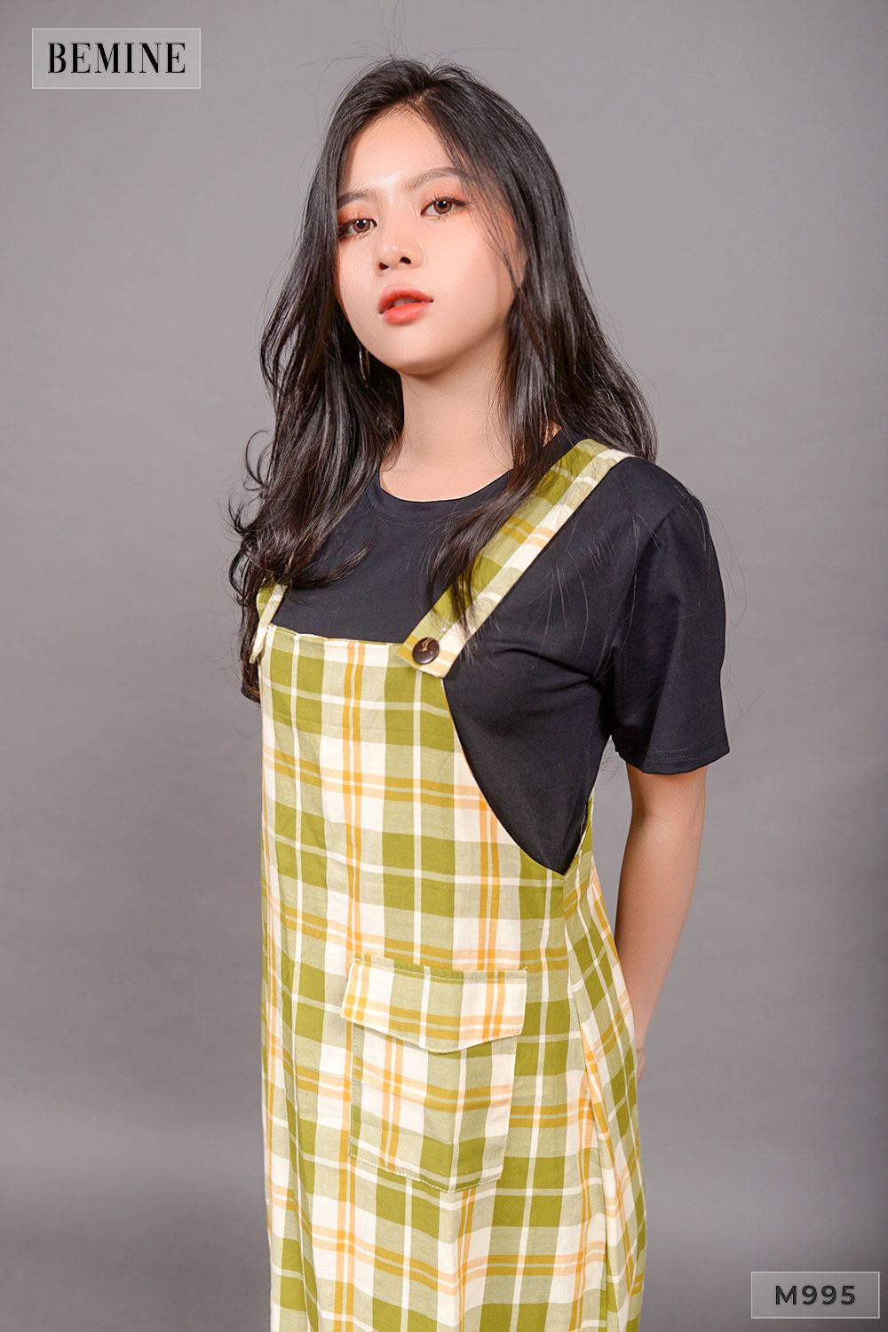 M995XANH - Sét yếm caro 2 dây
