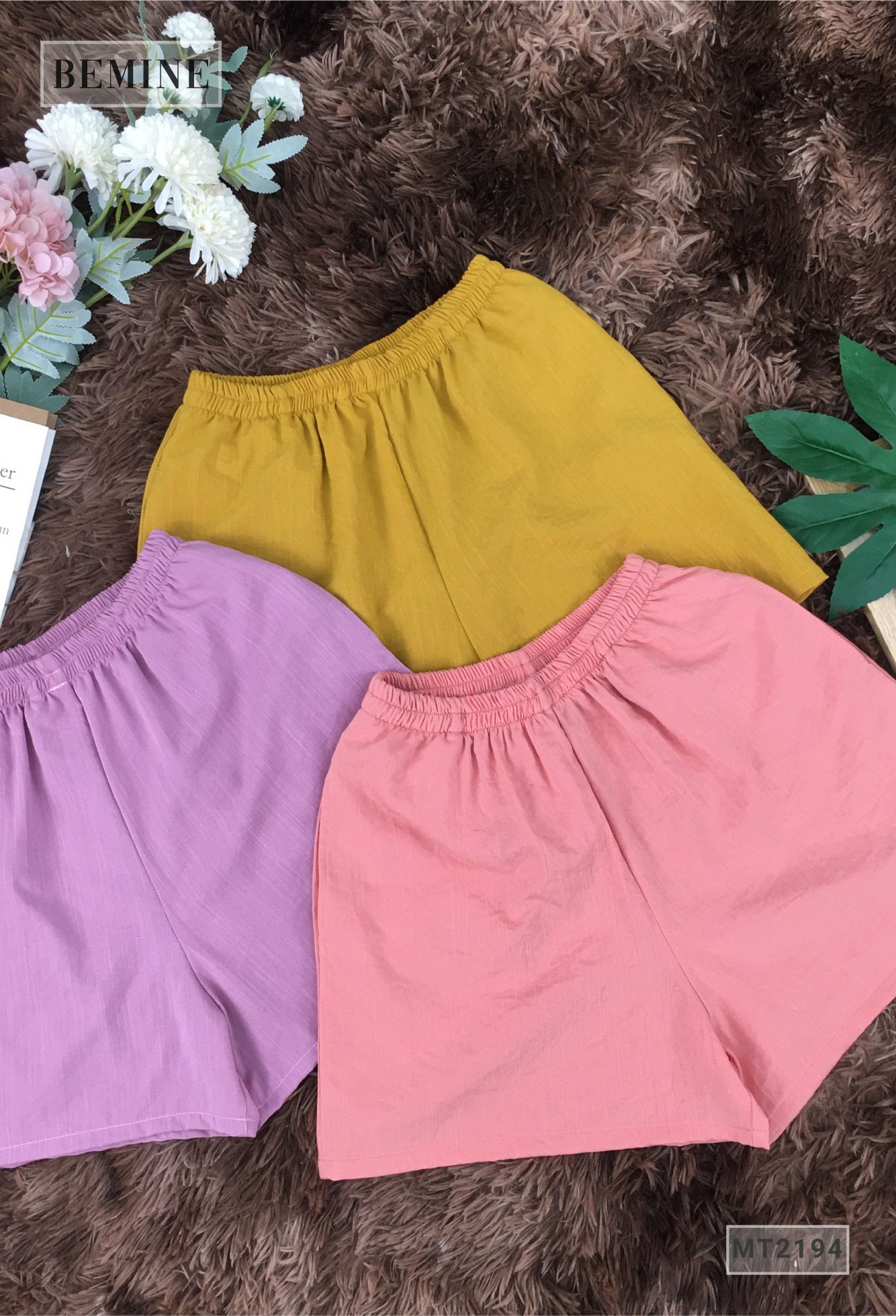 MT2194HONG - Set bộ đùi cổ bèo cột nơ nhún ngực