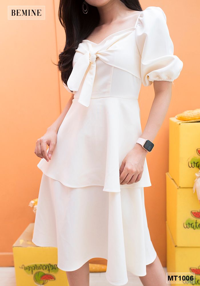 MT1006KEM - Đầm 2 tầng nơ trước