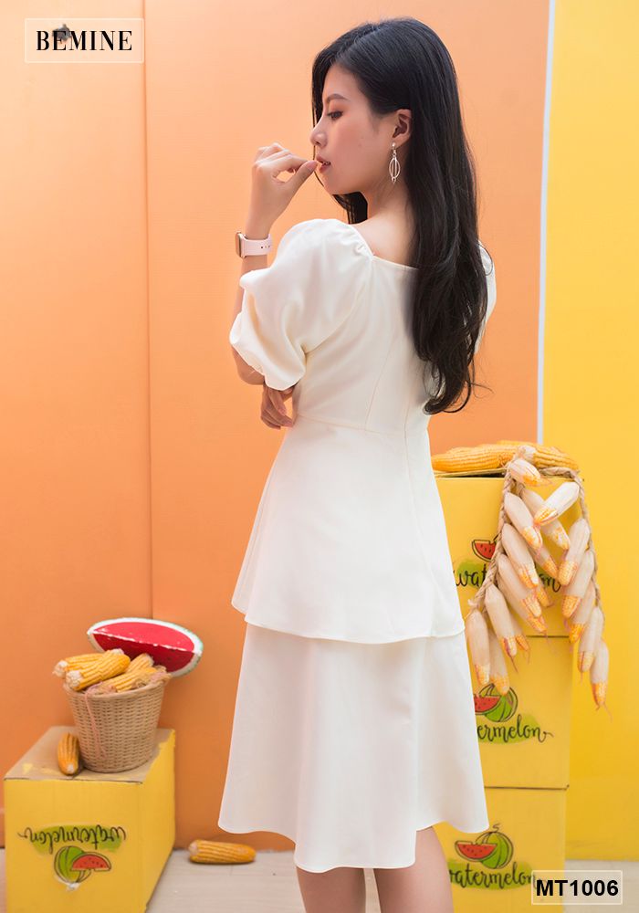 MT1006KEM - Đầm 2 tầng nơ trước