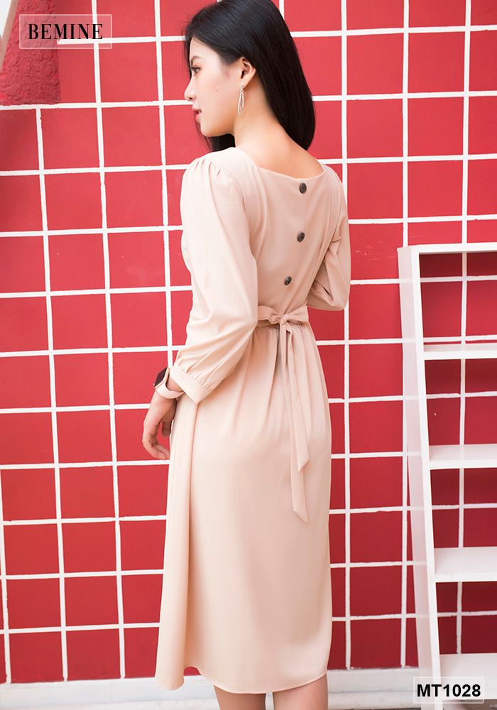 MT1028DA - Đầm xếp ly tùng cột dây