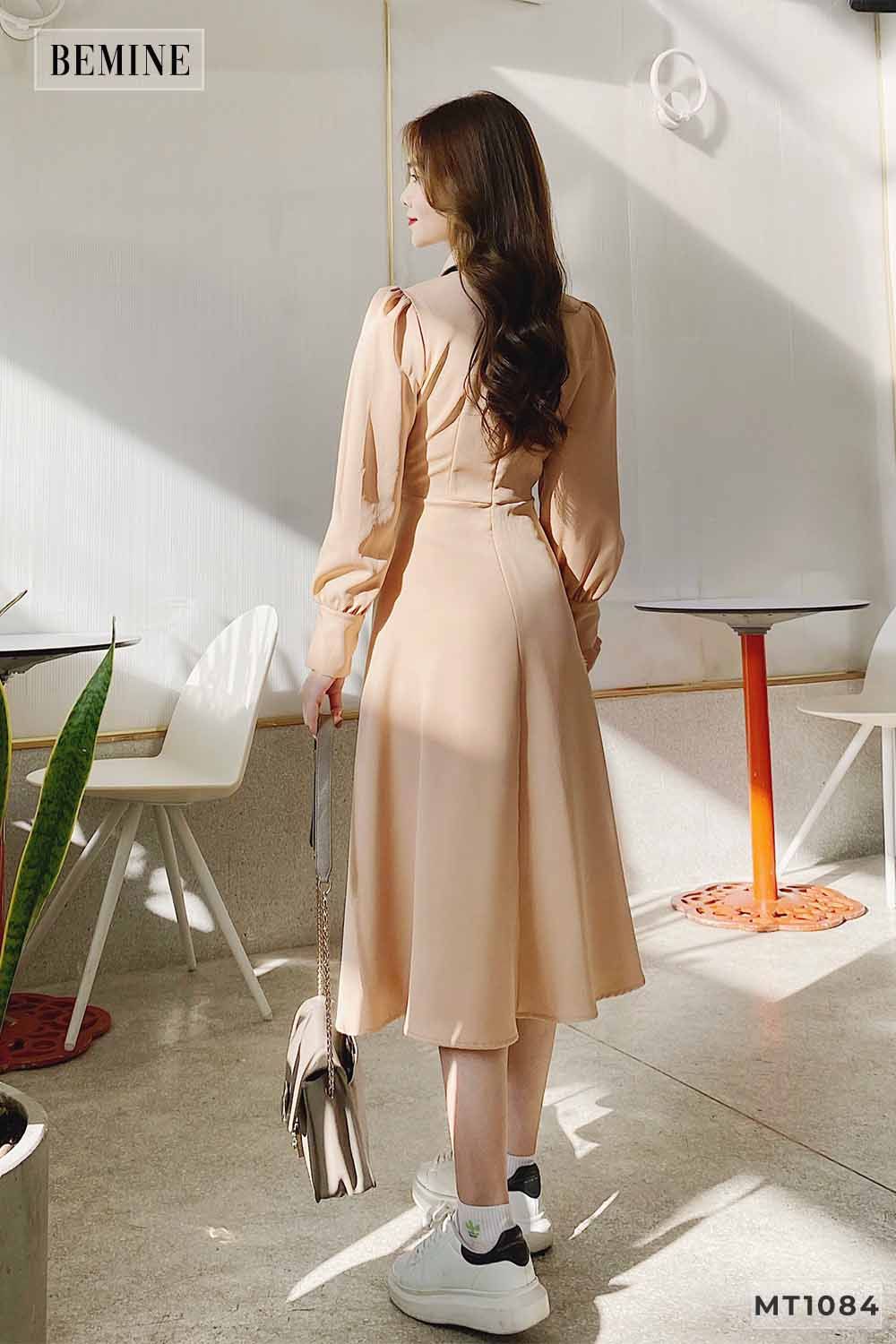 MT1084DA - Đầm tay dài nơ cổ