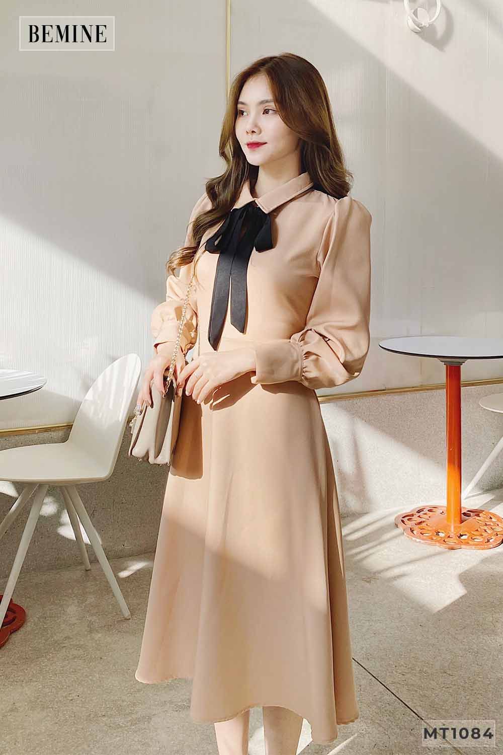 MT1084DA - Đầm tay dài nơ cổ