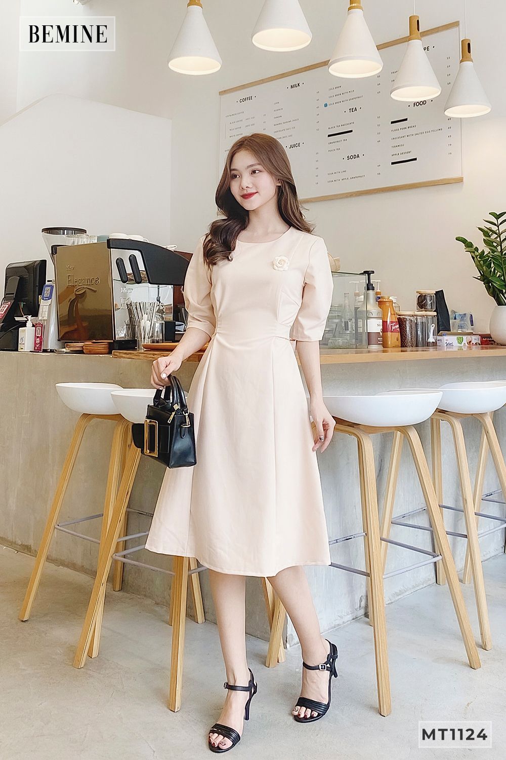 MT1124DA - Đầm chích ben cột eo bông ngực