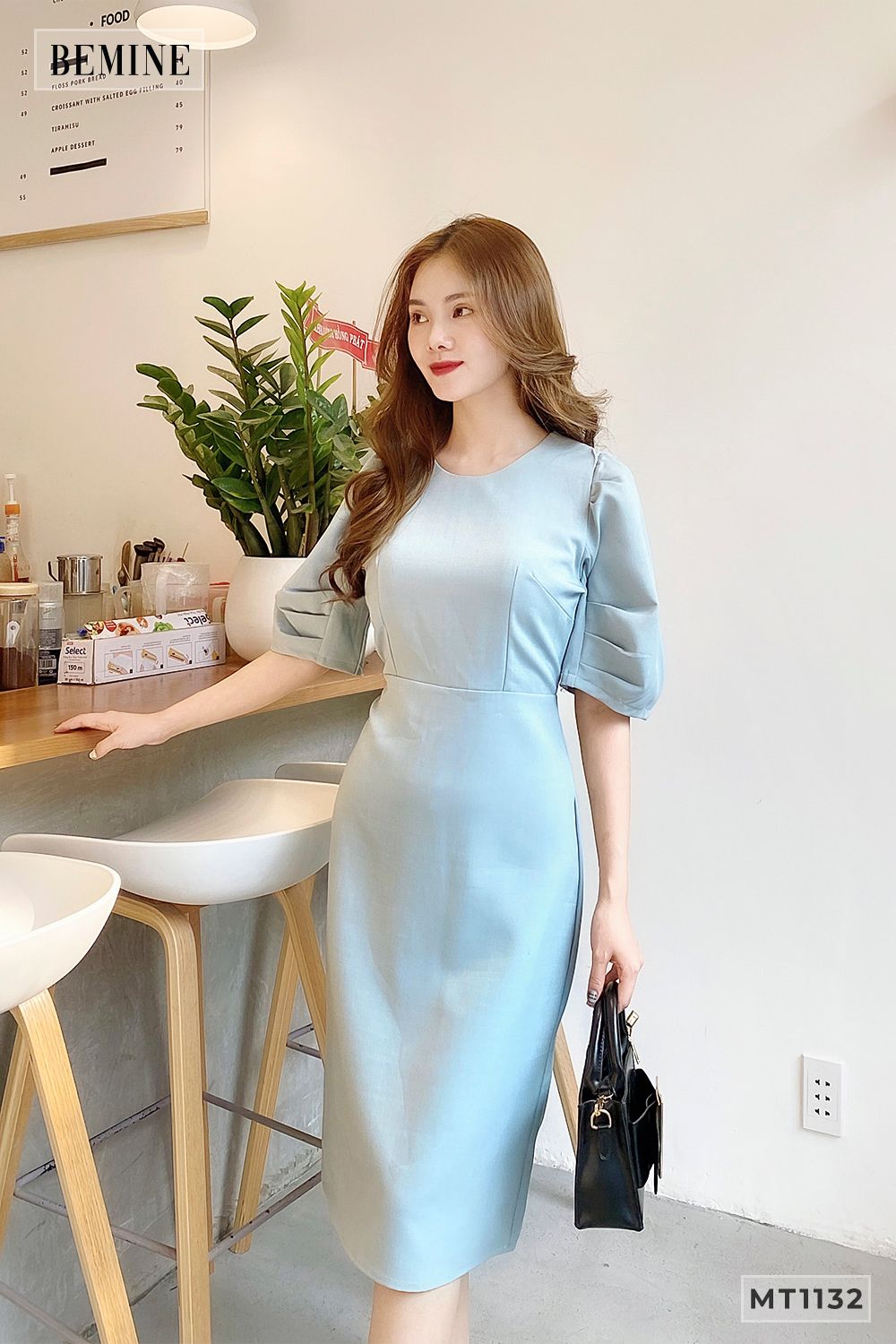 MT1132XANH - Đầm cổ tròn tay tùng