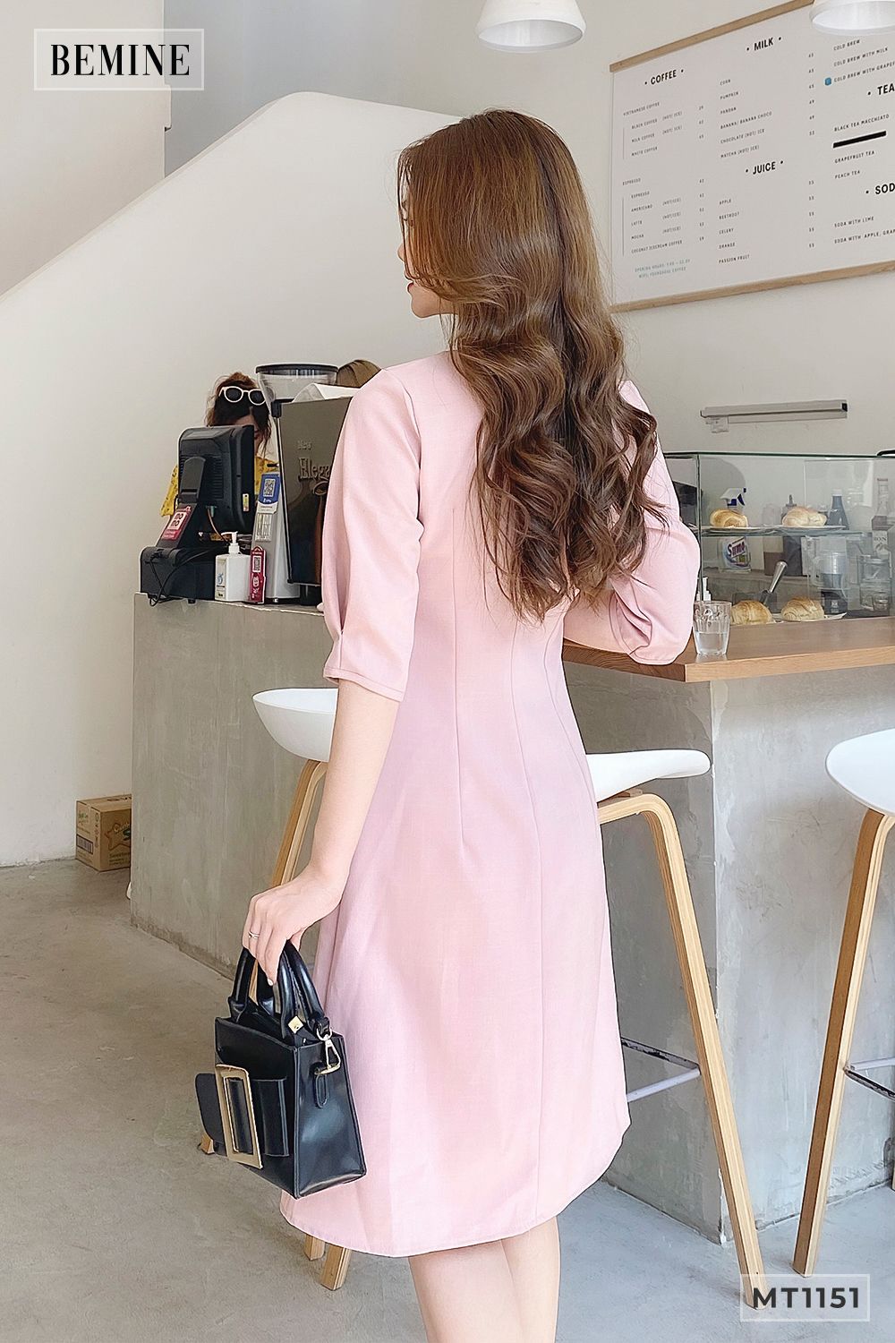 MT1151HONG - Đầm suông thêu hoa