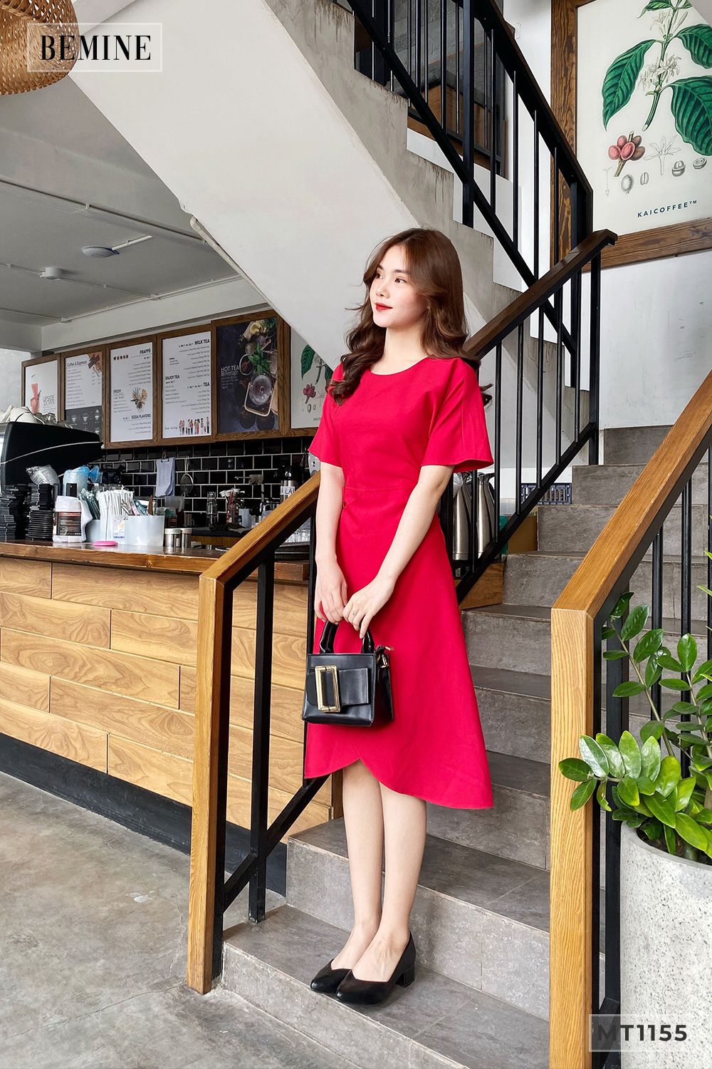 MT1155DO - Đầm móc eo giả túi