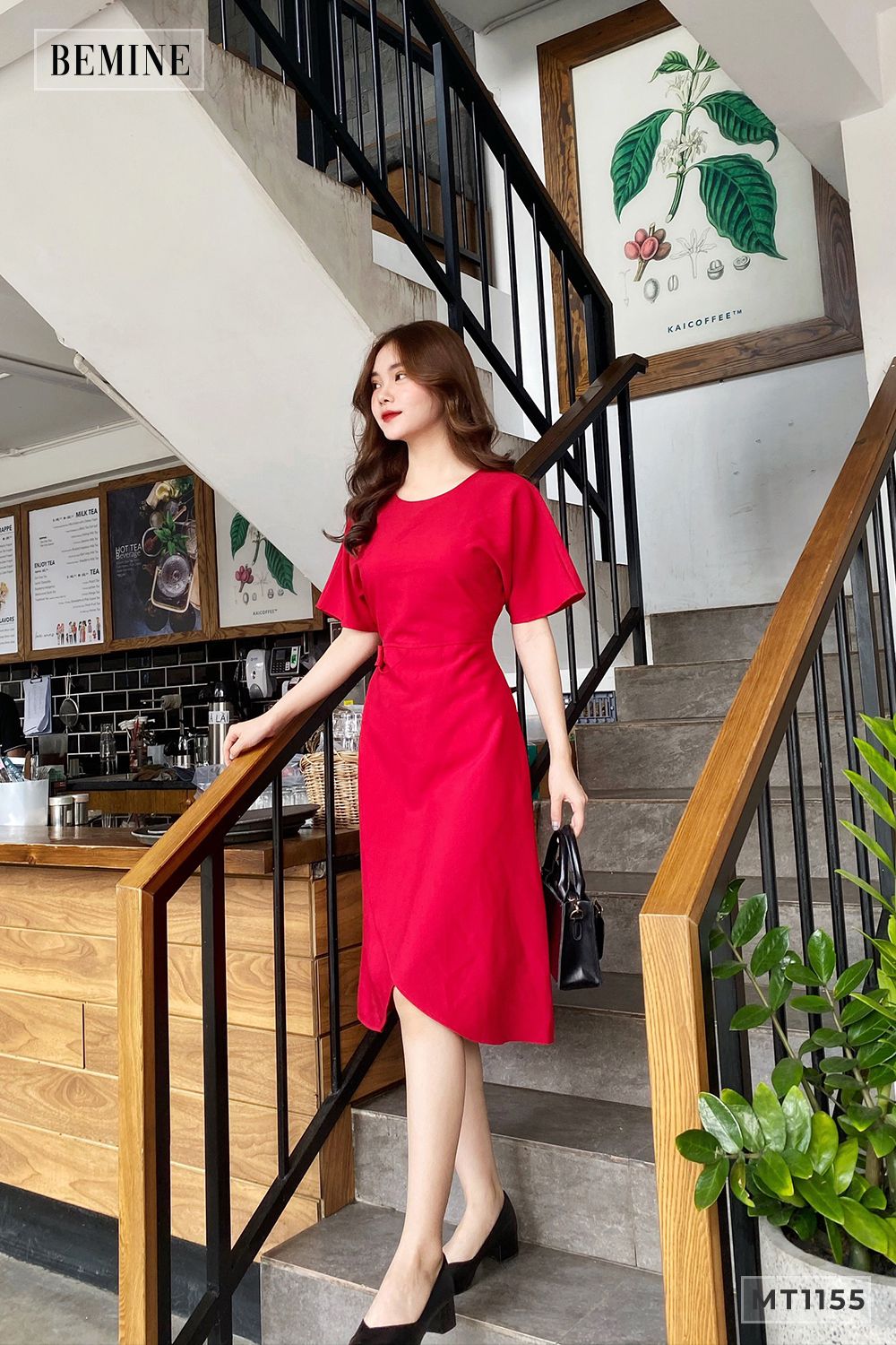 MT1155DO - Đầm móc eo giả túi