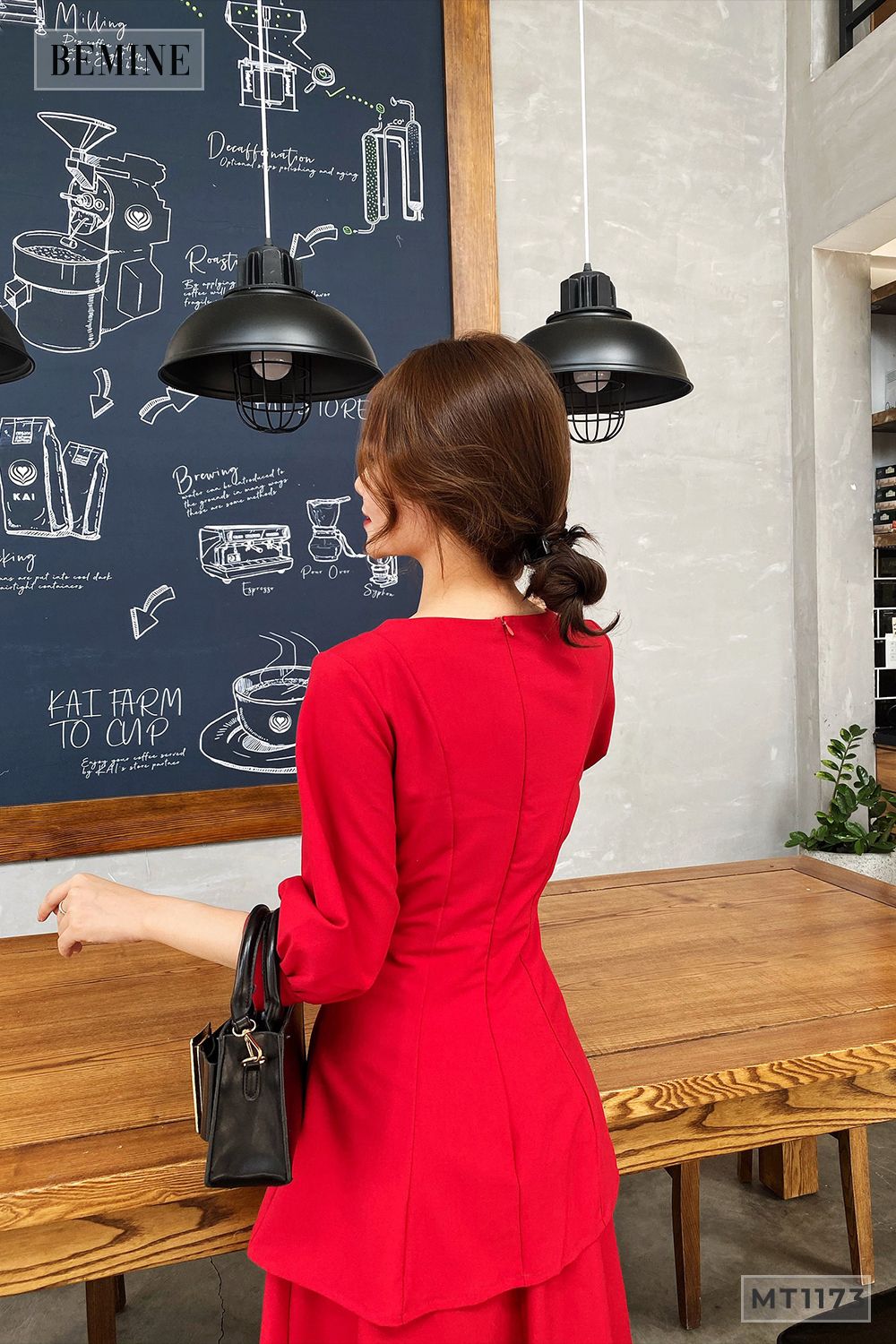 MT1173DO - Đầm 2 tầng nhún eo