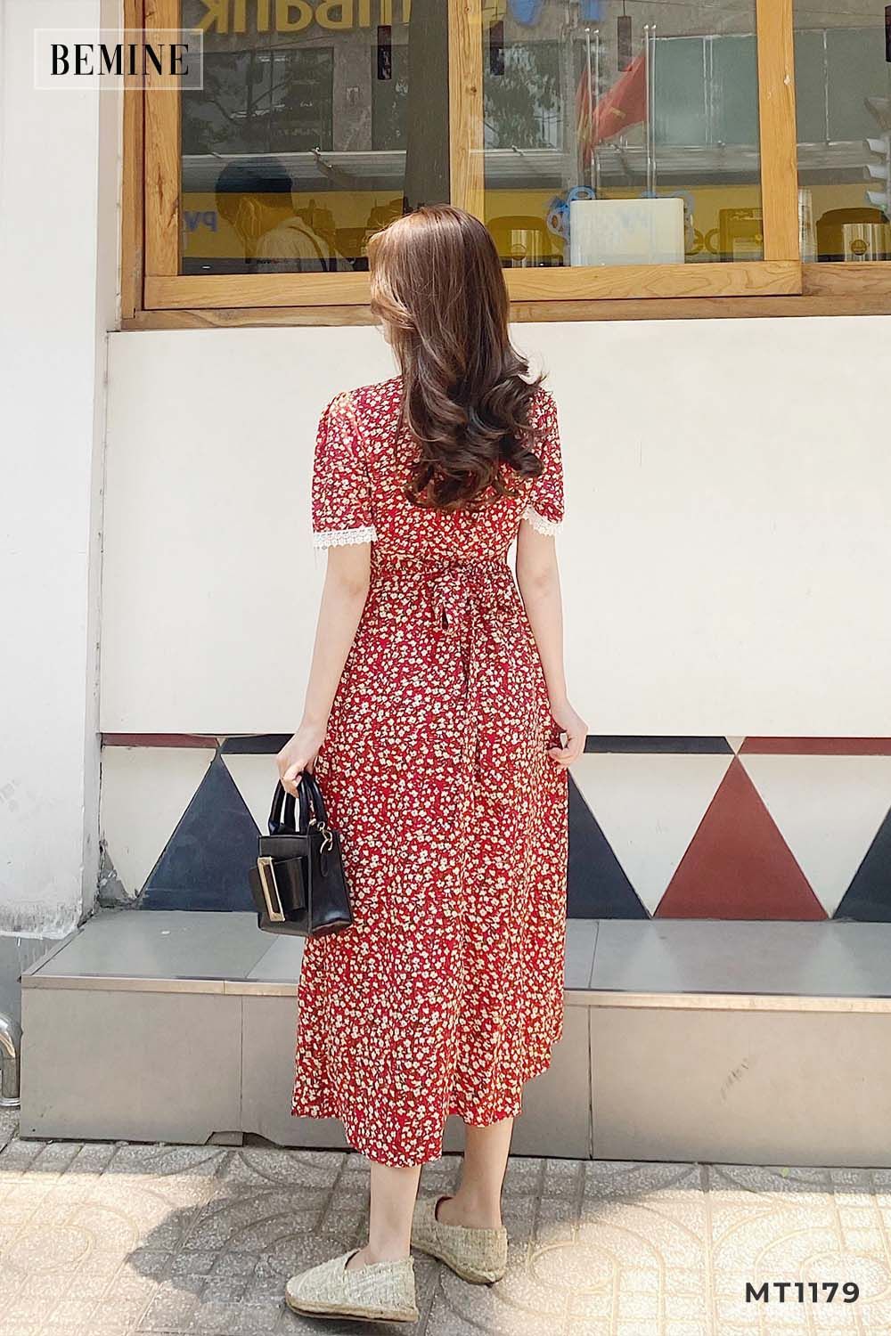 MT1179DO - Đầm xòe ren tay cổ