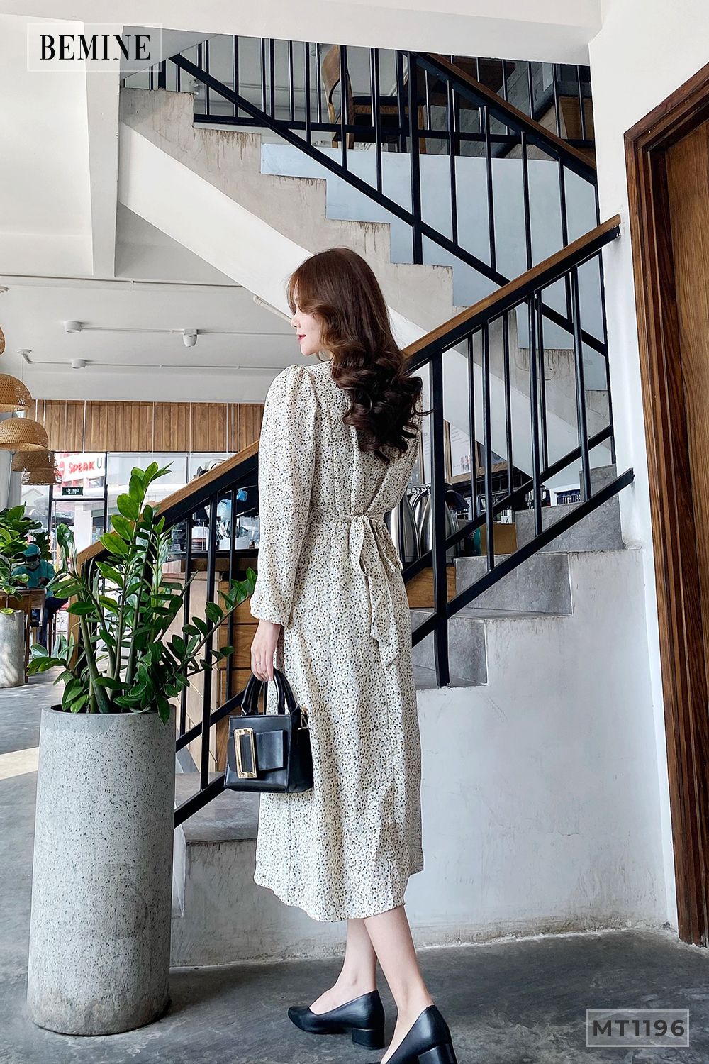MT1196HOA - Đầm bông nhí cột dây eo