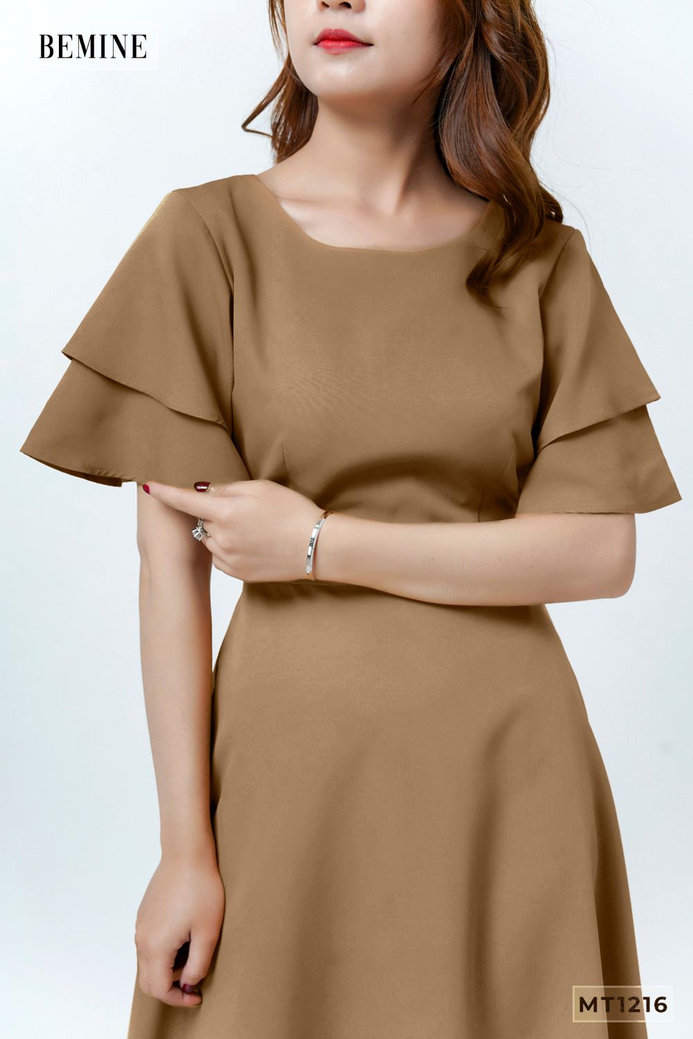 MT1216NAU - Đầm tay cánh tiên cột eo