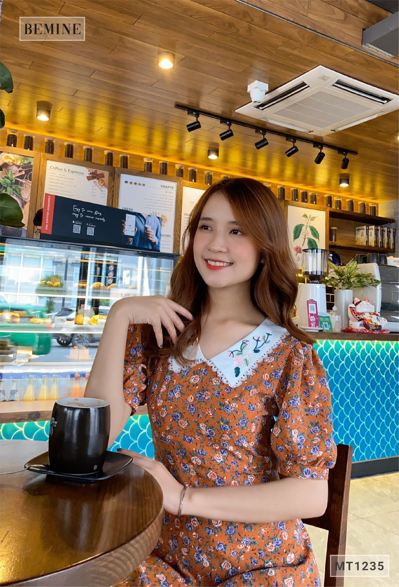 MT1235GACH - Đầm hoa phối cổ thêu