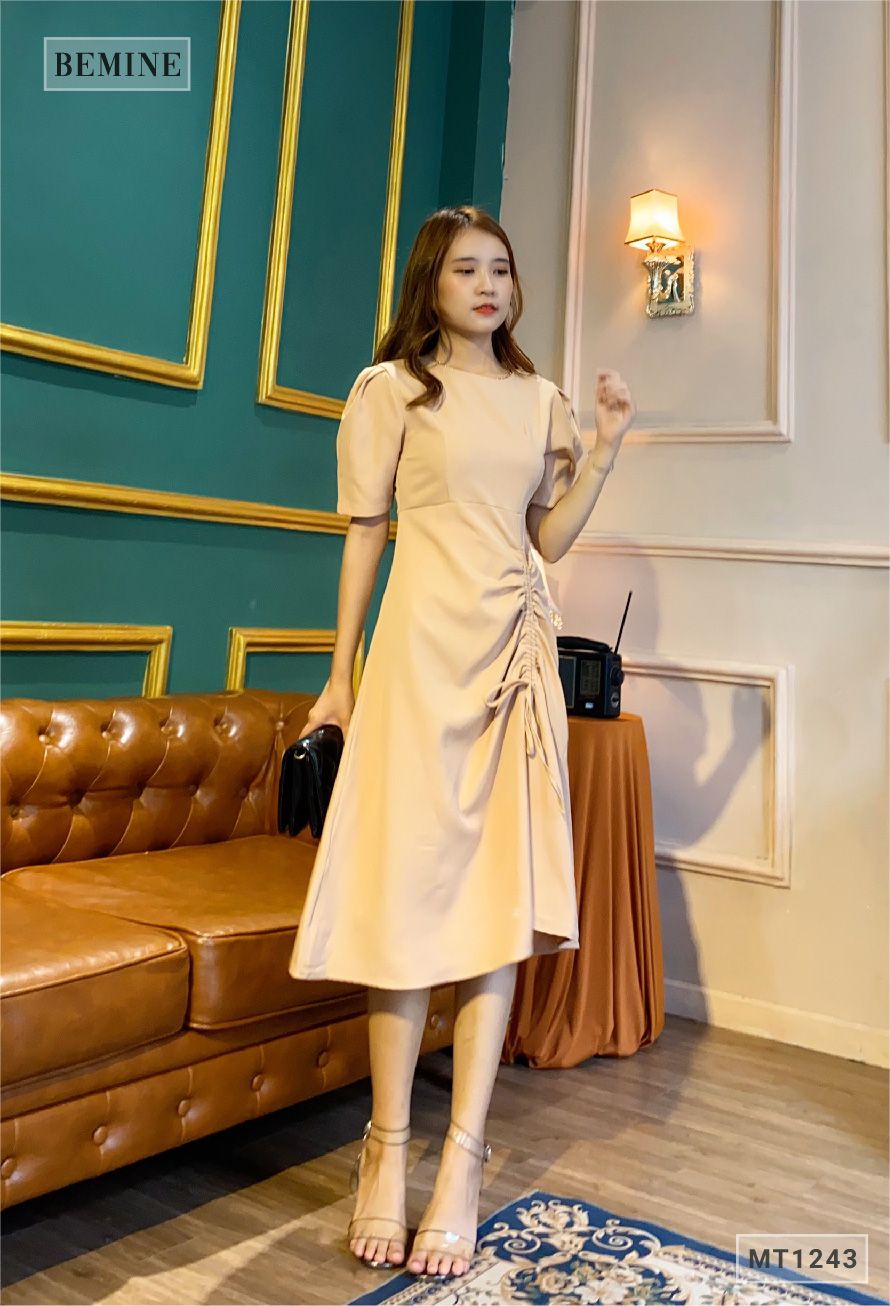 MT1243DA - Đầm rút hông xếp ly tay
