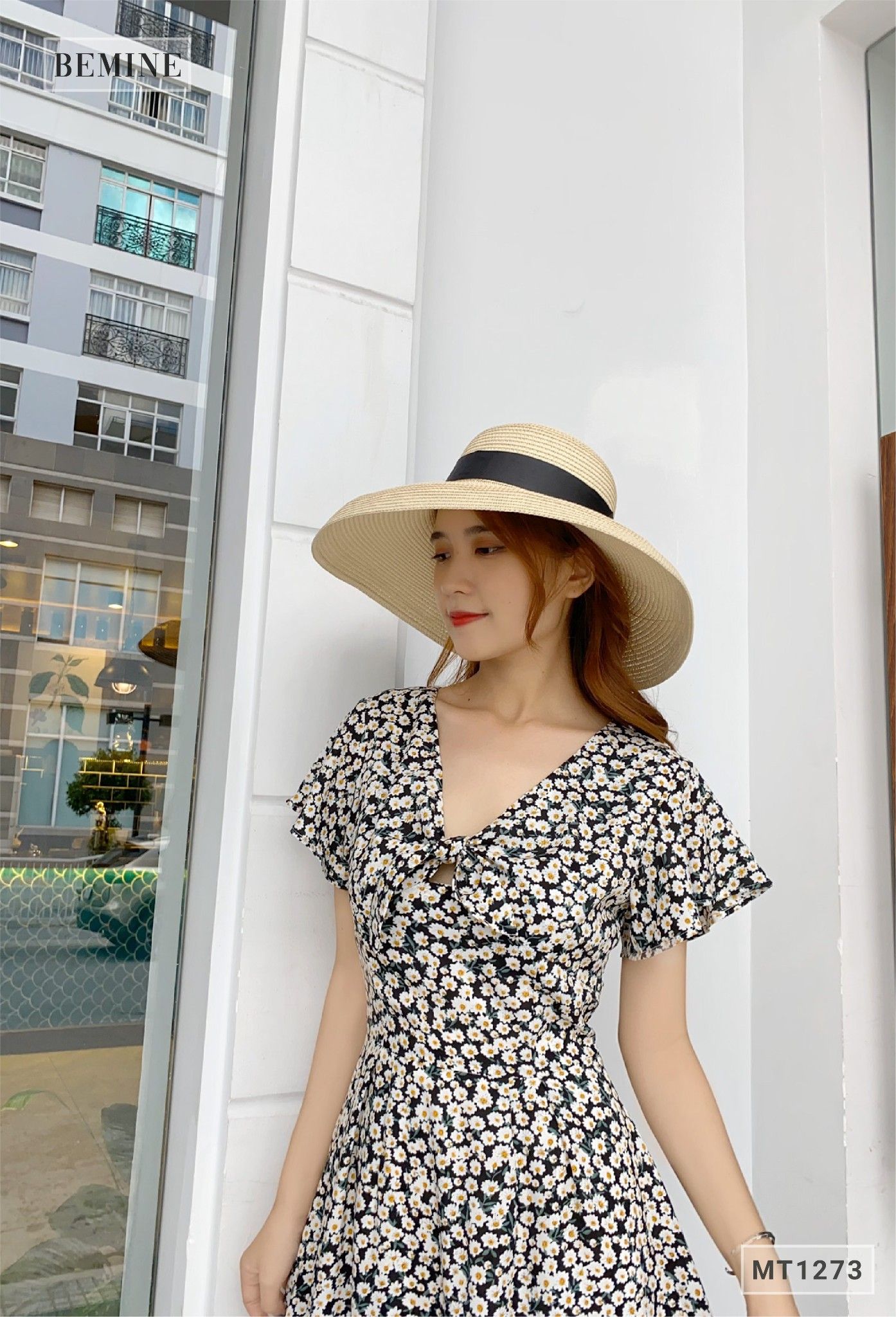 MT1273DEN - Đầm cổ tym tay cánh tiên
