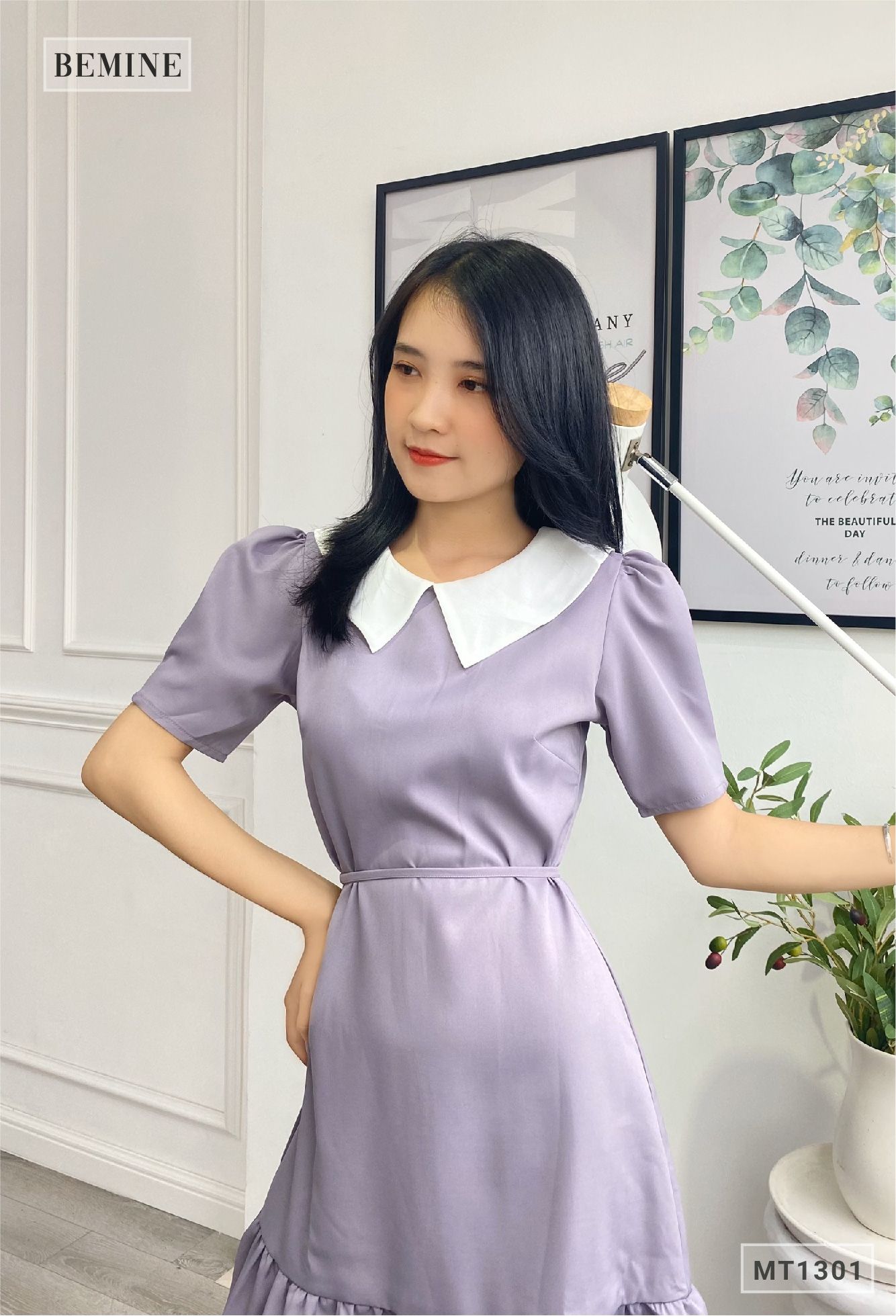 MT1301TIM - Đầm đuôi cá cổ phối