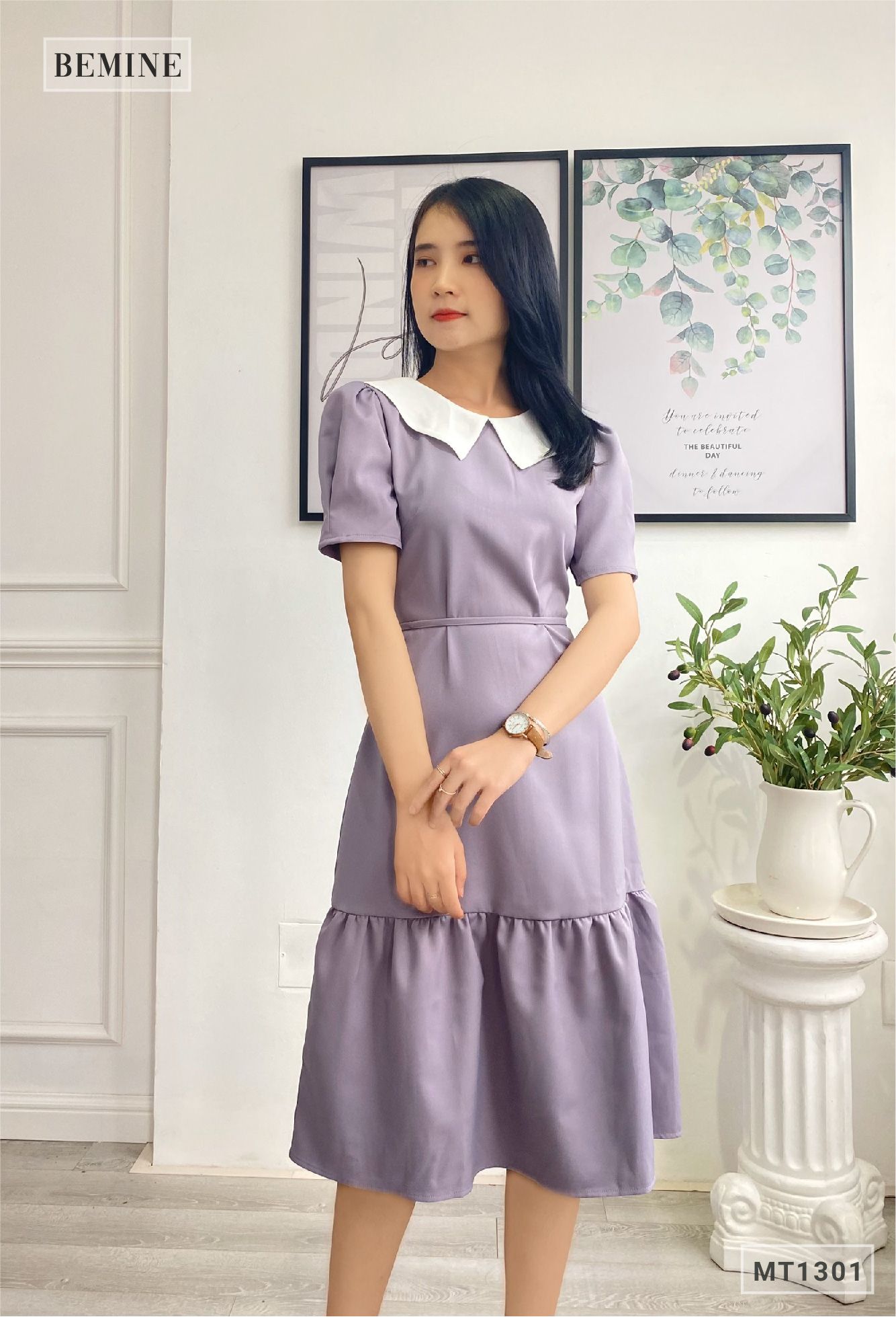 MT1301TIM - Đầm đuôi cá cổ phối