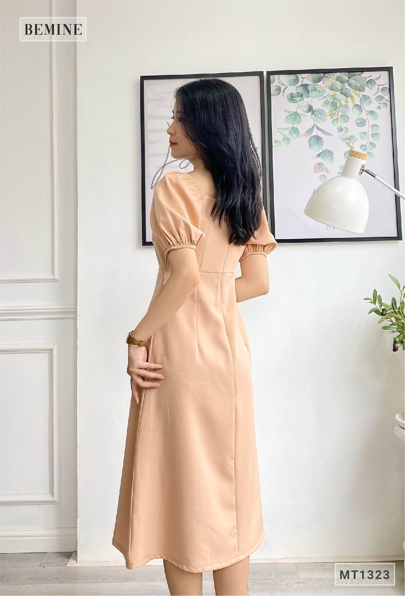 MT1323DA - Đầm tay phồng nhún ngực