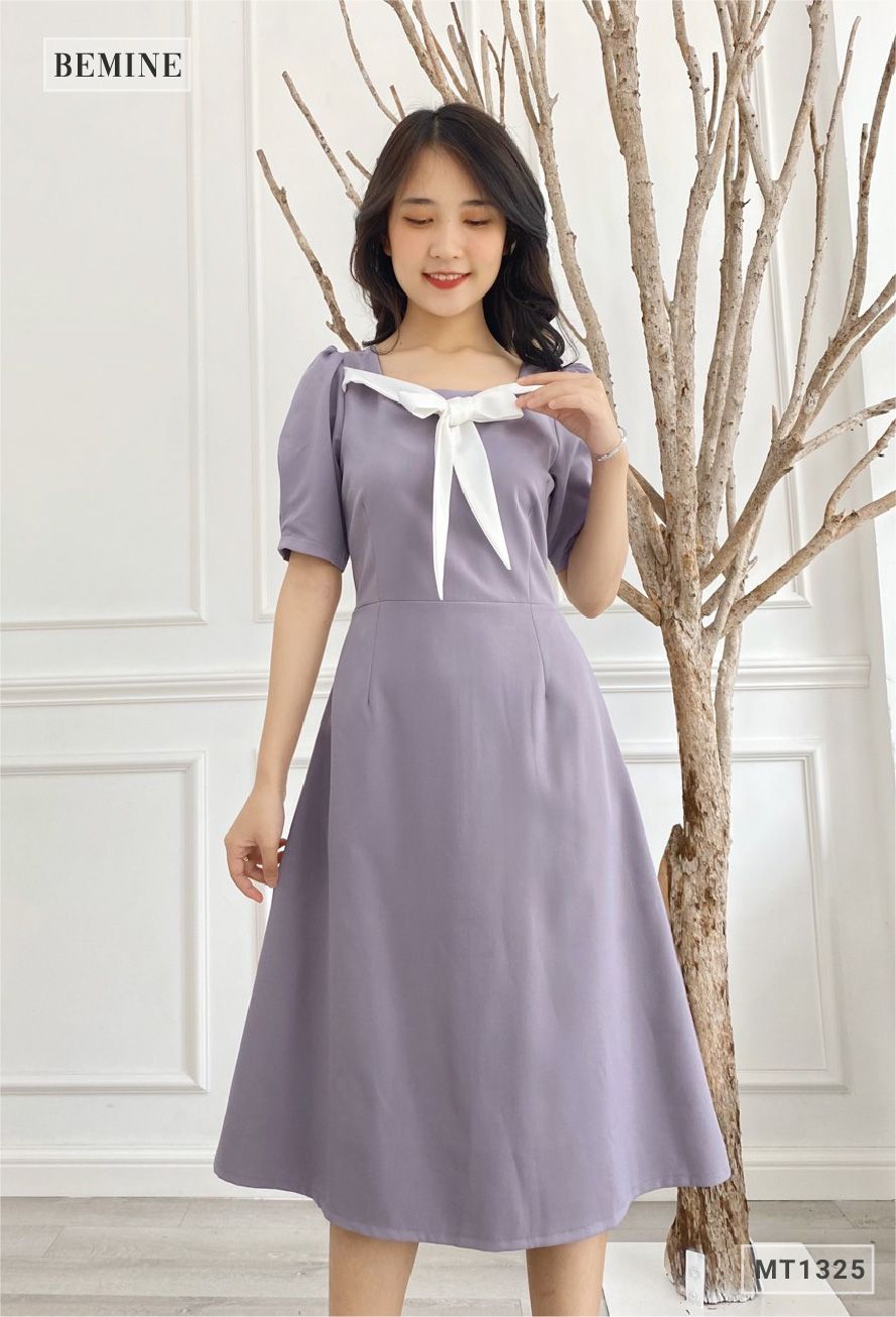 MT1325TIM - Đầm tay phồng nơ cổ