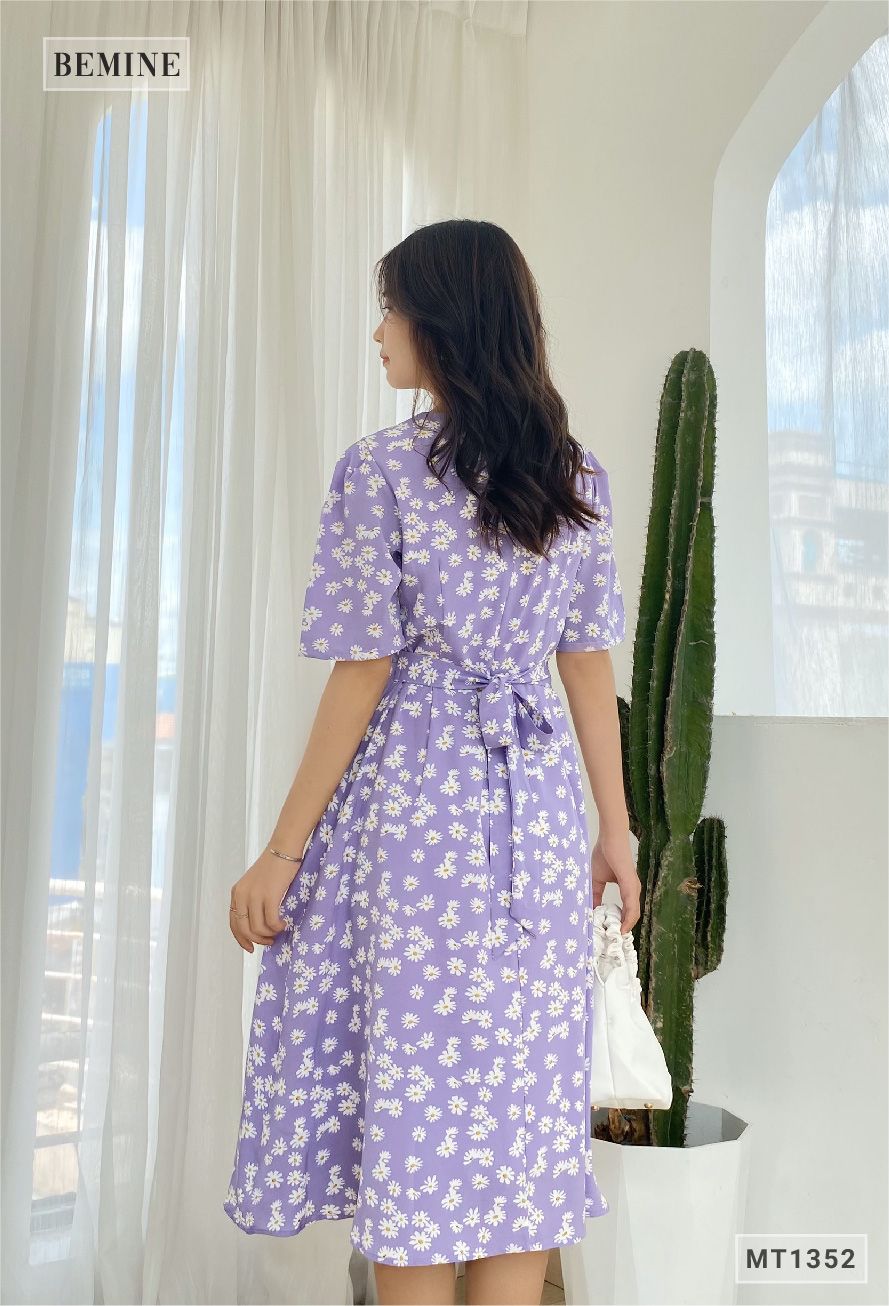 MT1352TIM - Đầm hoa đáp ngực dây eo