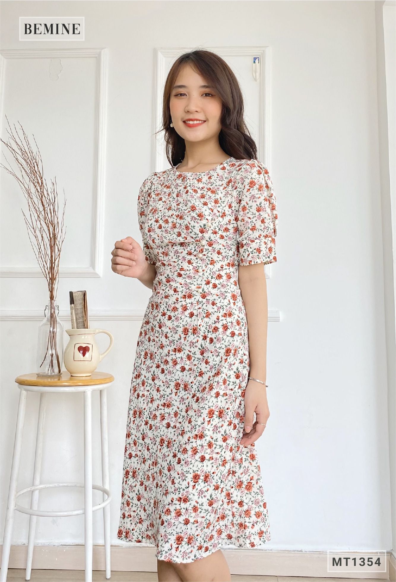 MT1354DA - Đầm xếp ly eo đính châu