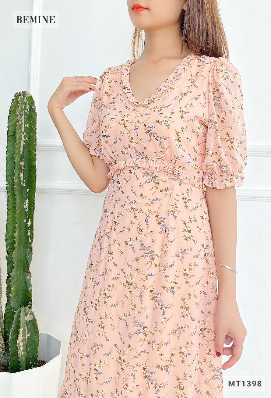 MT1398HONG - Đầm bèo cổ đuôi cá