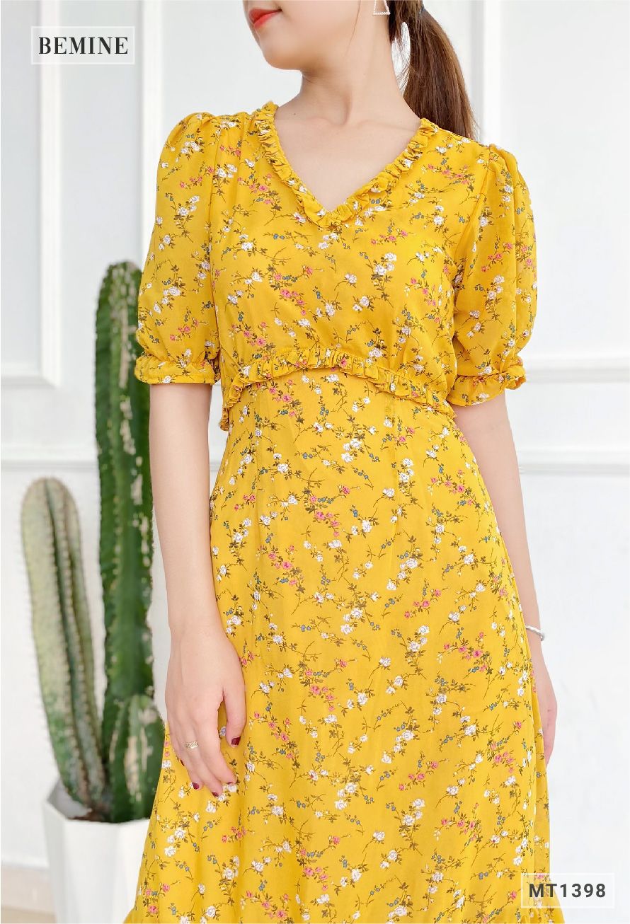 MT1398VANG - Đầm bèo cổ đuôi cá