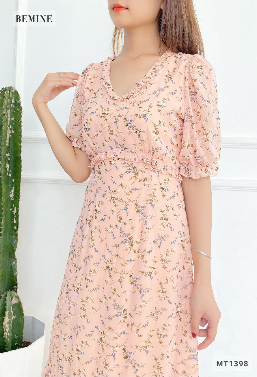 MT1398HONG - Đầm bèo cổ đuôi cá