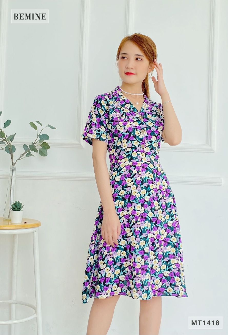 MT1418TIM - Đầm hoa cổ sơmi