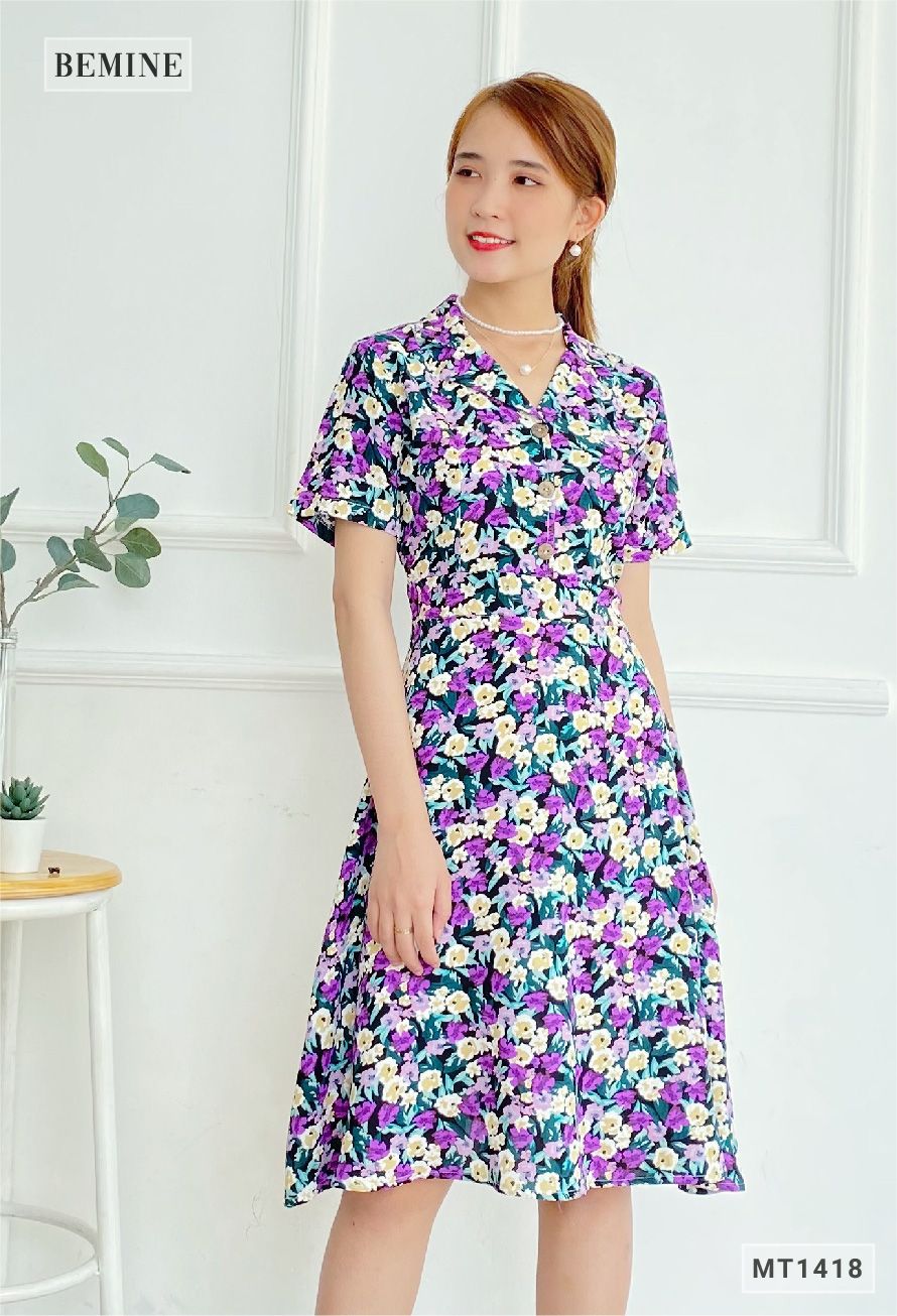 MT1418TIM - Đầm hoa cổ sơmi