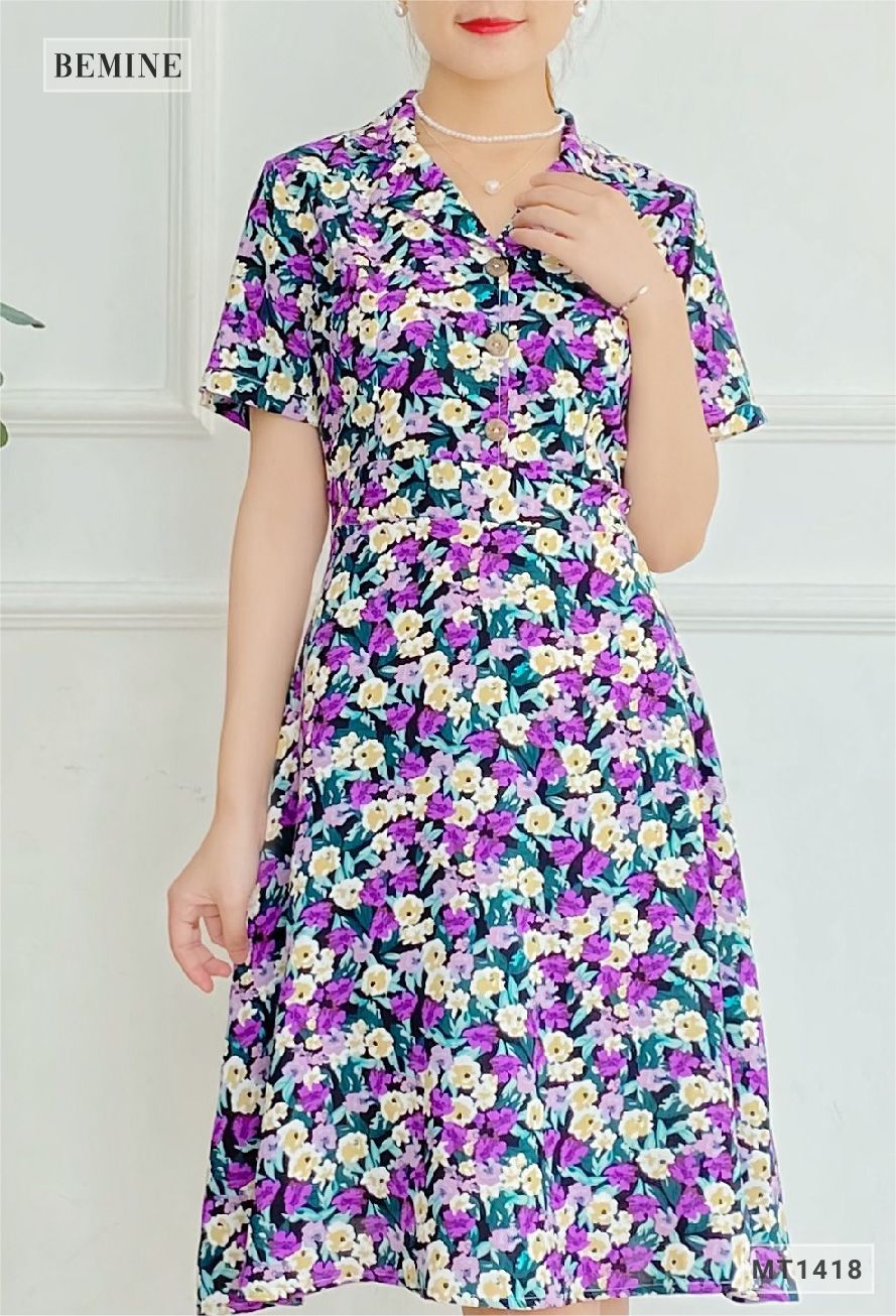 MT1418TIM - Đầm hoa cổ sơmi