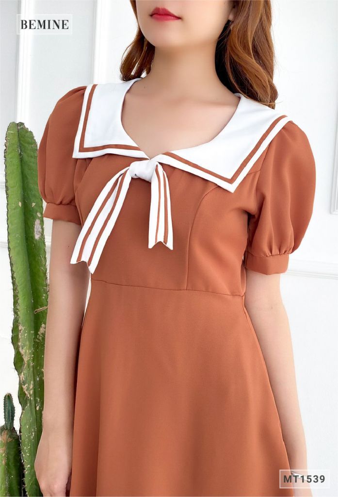 MT1539DA - Đầm thủy thủ cổ phối trắng