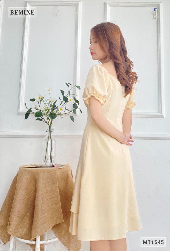 MT1545DA - Đầm xếp ly ngực thun tay